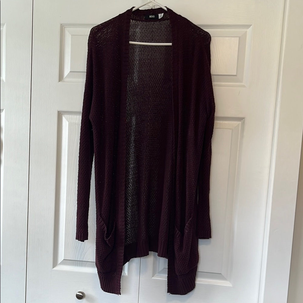 BDG Red Shawl Collar Cardigan Sweater